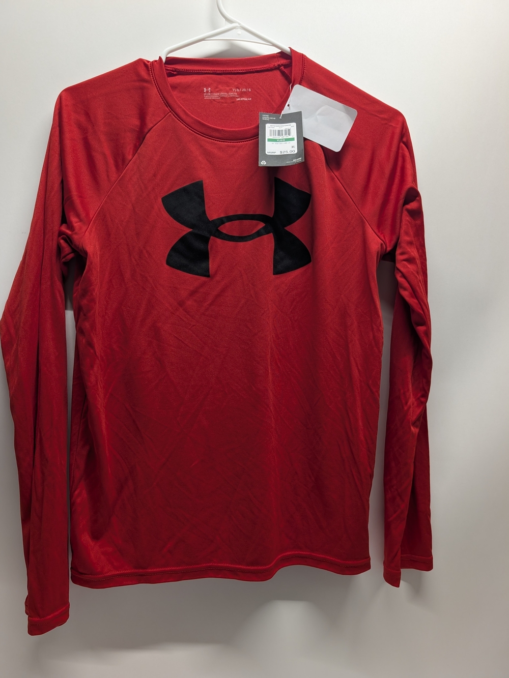 Under Armour Red Long-Sleeve Performance Tee with Black Logo